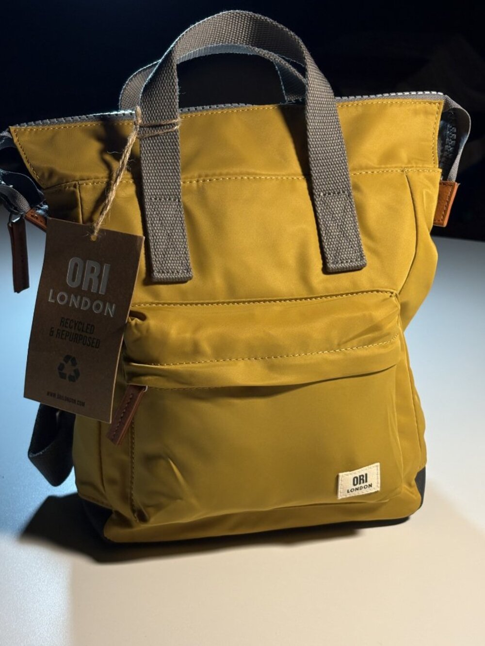 NWT ORI London Bantry B Recycled Nylon Backpack Corn Yellow Small Travel Bag